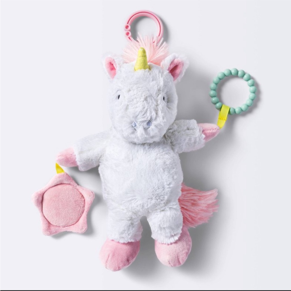 Cloud Island Unicorn Plush Toy with Pink and White